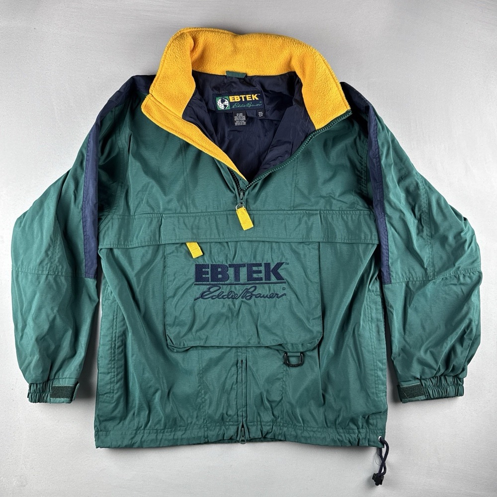 Vintage 90s Eddie Bauer EBTEK Anorak Jacket Stowaway Hood Teal Small
